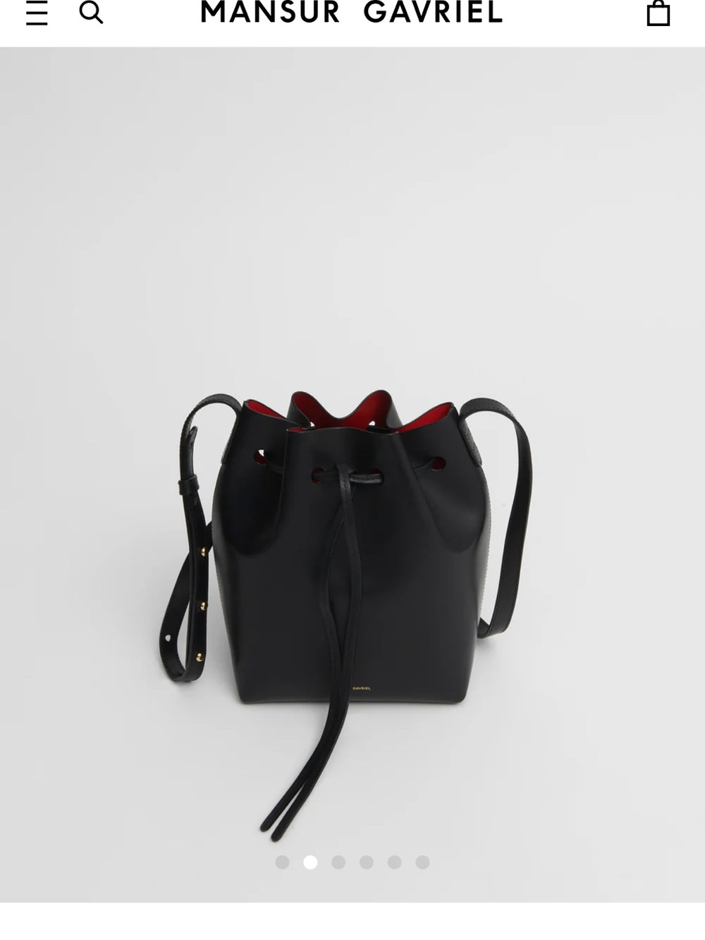 Mansur Gavriel Mini Leather Bucket Bag Black/Flamma NWT
